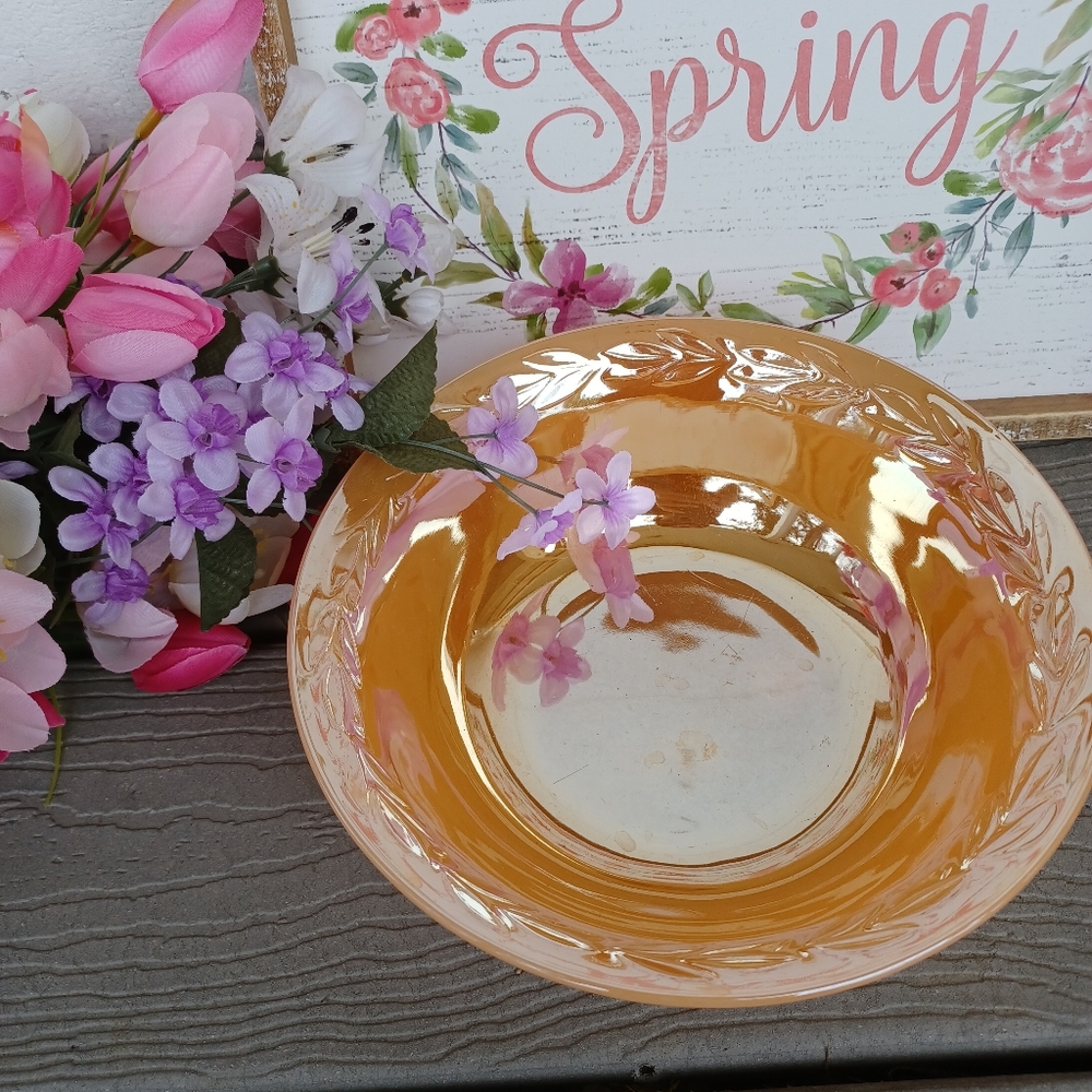 VTG Fire-King Lustre Leaf Mid-century Serving Bowl